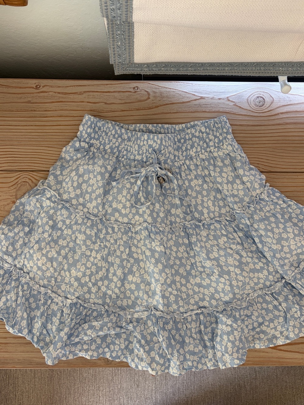 Princess Polly Blue and White Floral Mini Skirt